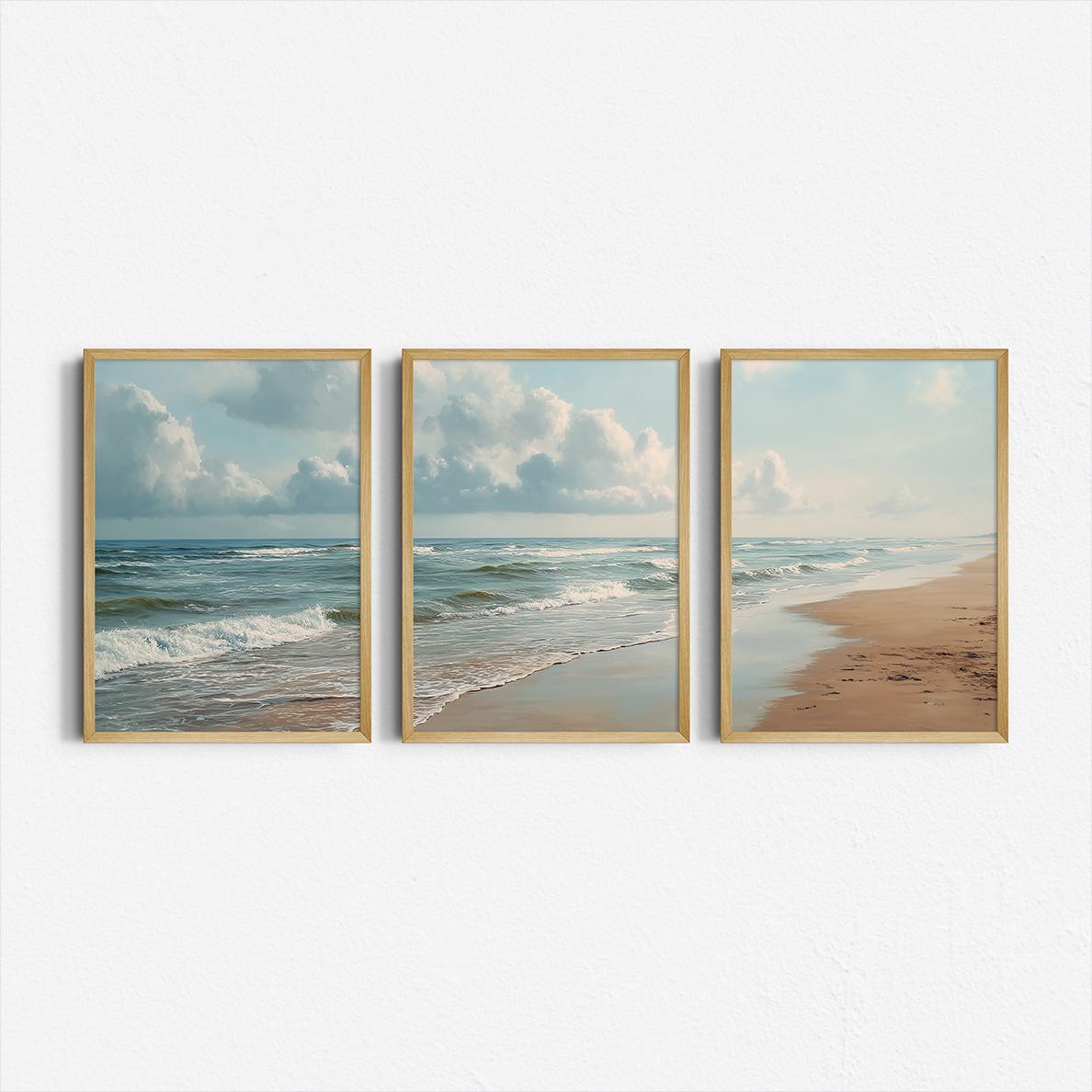 Abstract Canvas Set - Set van 3 Ocean Beach Triptych