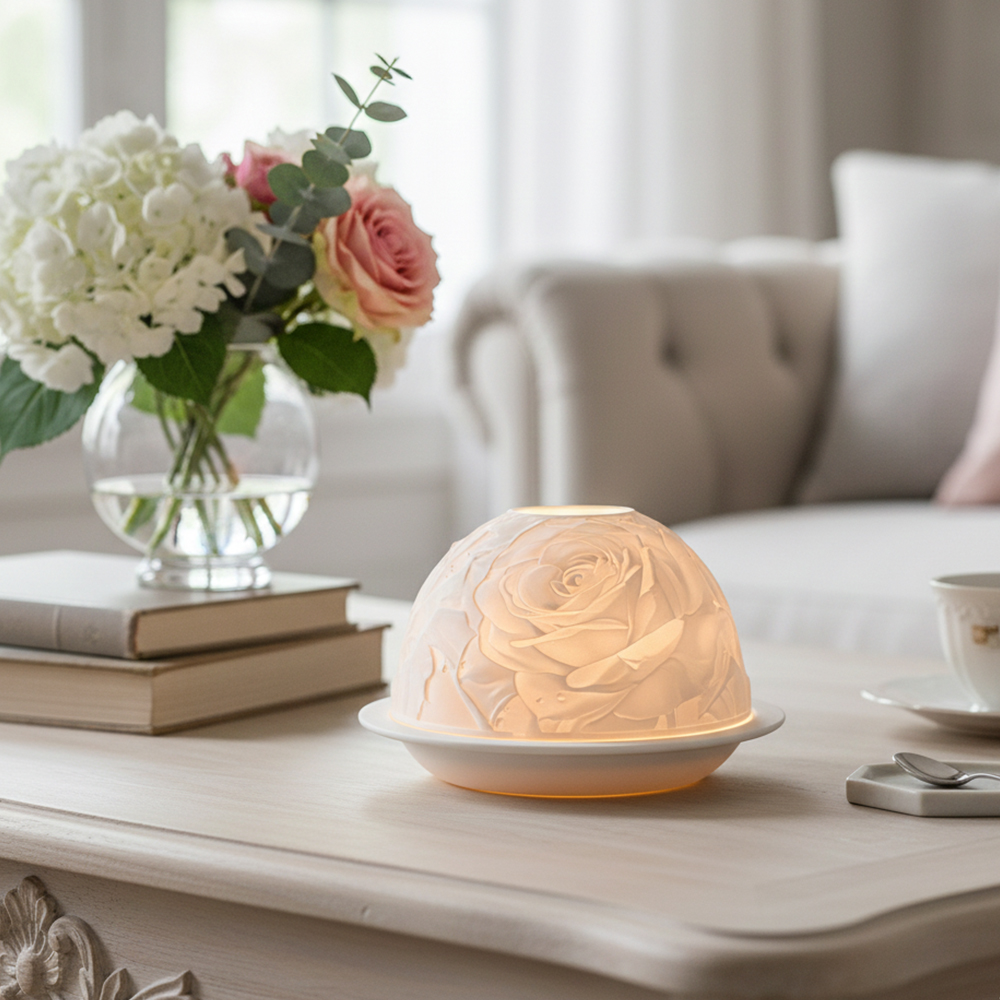 Candle Holder Decor - Elegante Rose Porseleinen Kaarshouder Warm Glow