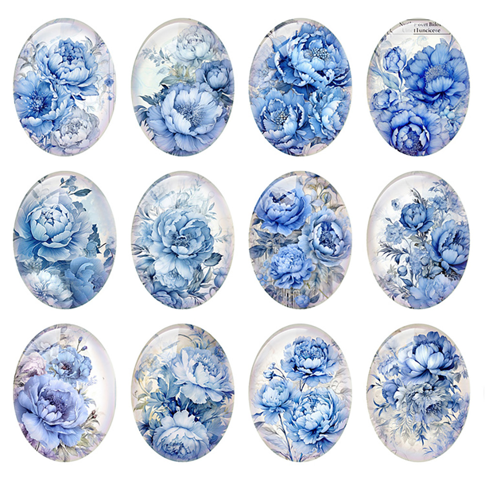 Vase Decor - Willekeurige Gemengde Ronde/Ovaal/Vierkante Blauwe Poeny Bloem