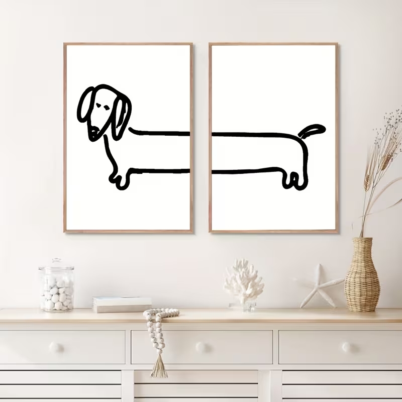 Interior Design Living Room - 2 STKS Moderne Teckel Grappige Hond