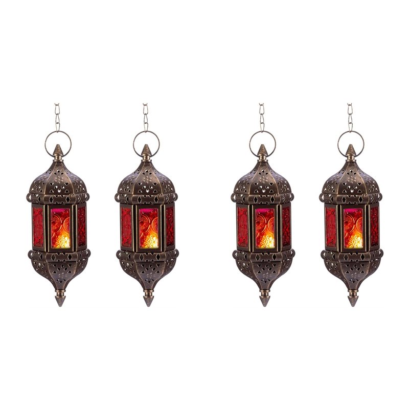 Candle Holder Decor - AB34-4 stuks hangende zeshoekige decoratieve Marokkaanse