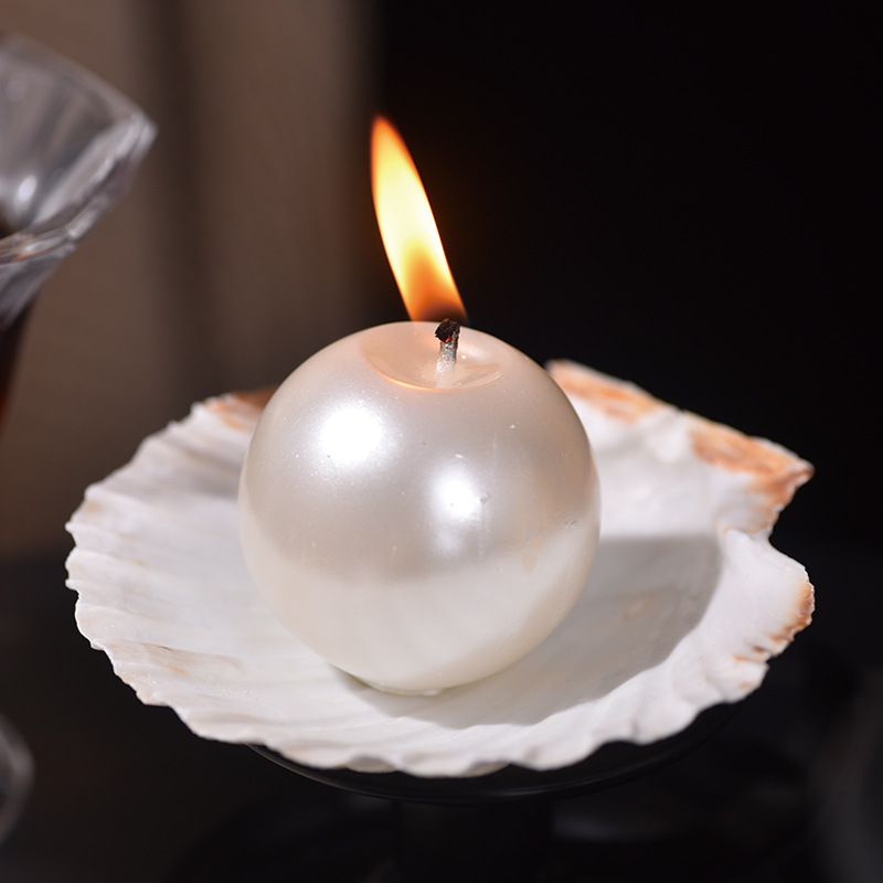 Candle Holder Decor - Elegante parelkaarsen met schelpvormige houder, gastencadeaukaarsen