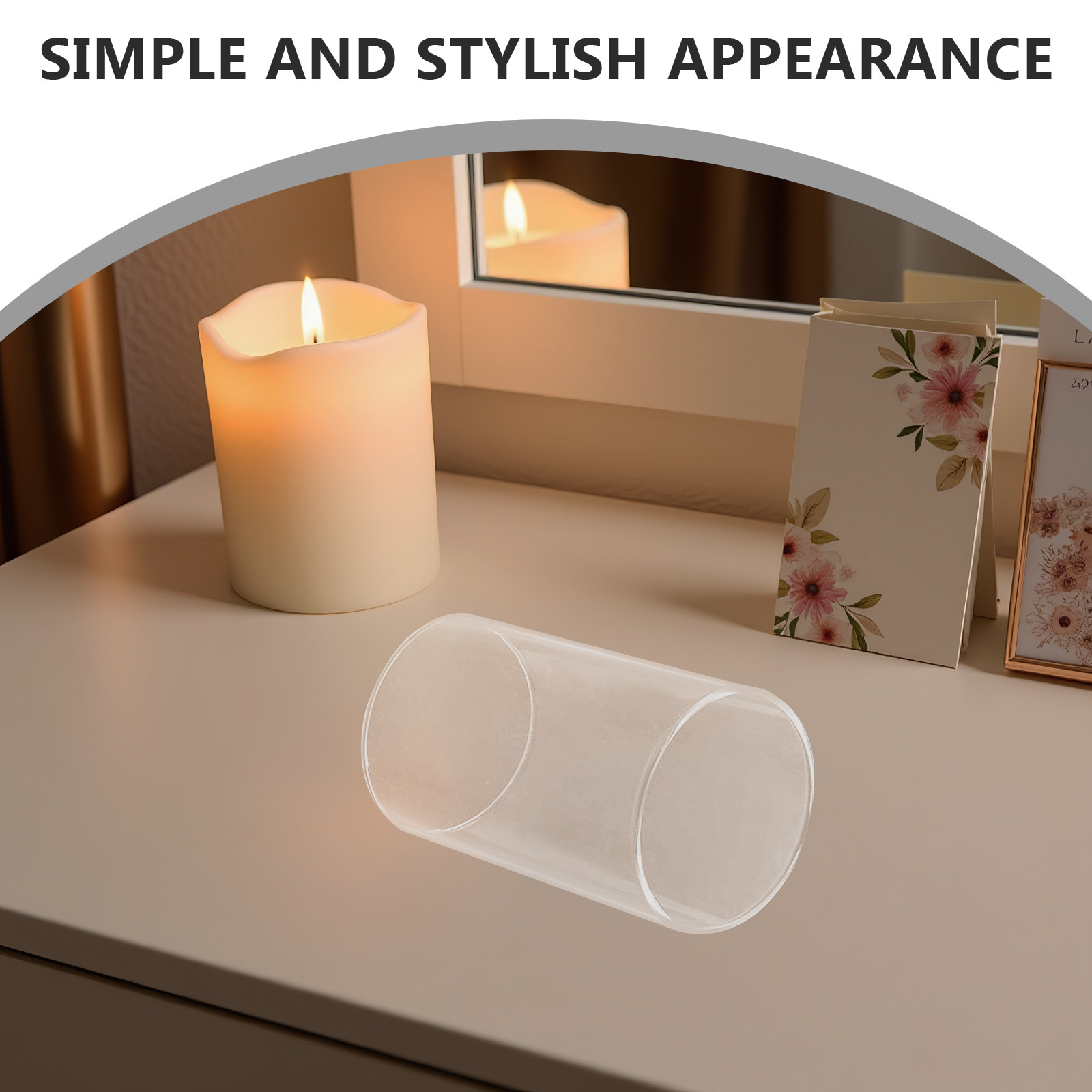 Candle Holder Decor - Glazen kandelaar, buisvormige kap, transparante cilinder