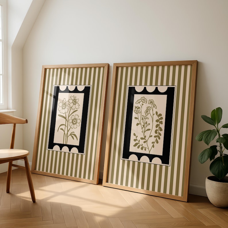 Abstract Canvas Set - 2 stks/set Boheemse Stijl Plant Art