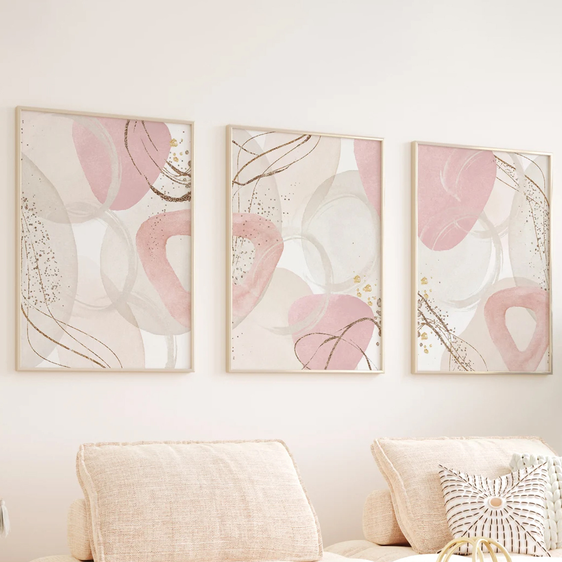 3-delige set wandkunst roze ca - Abstract Canvas Set recensie en prijs
