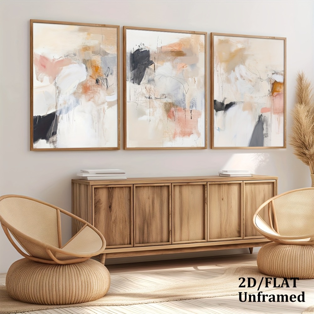 3 stuks frameloze, neutrale be - Abstract Canvas Set recensie en prijs