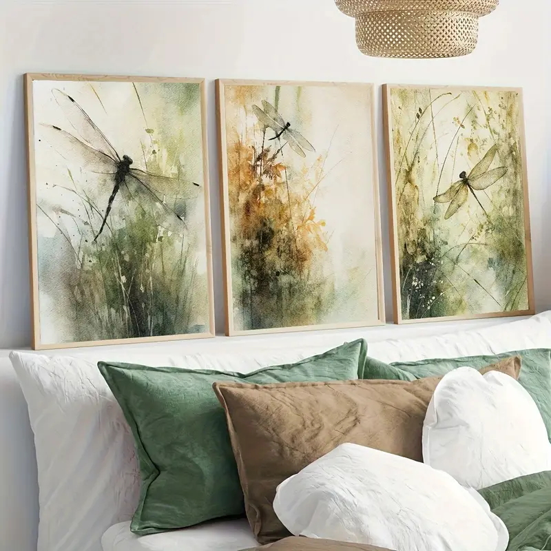 3-delige set Noordse Libel Aqu - Abstract Canvas Set recensie en prijs